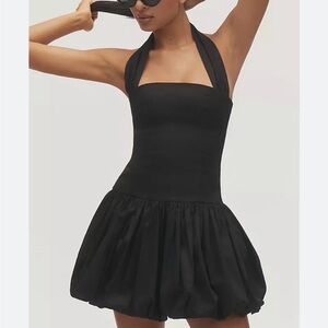Delfi Collective Halter Bubble Mini Dress Solid Black Halter Mini Formal Evening